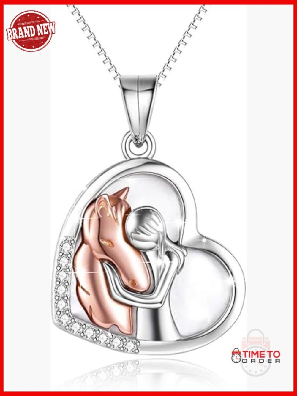 925 Sterling Silver Horse Pendant Necklace, 18" Chain, Hypoallergenic